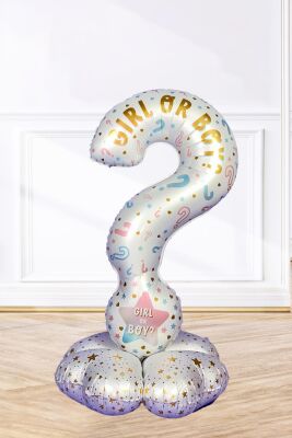 Ayaklı Soru İşareti Boy or Girl Cinsiyet Partisi Balonu 110cm - 1