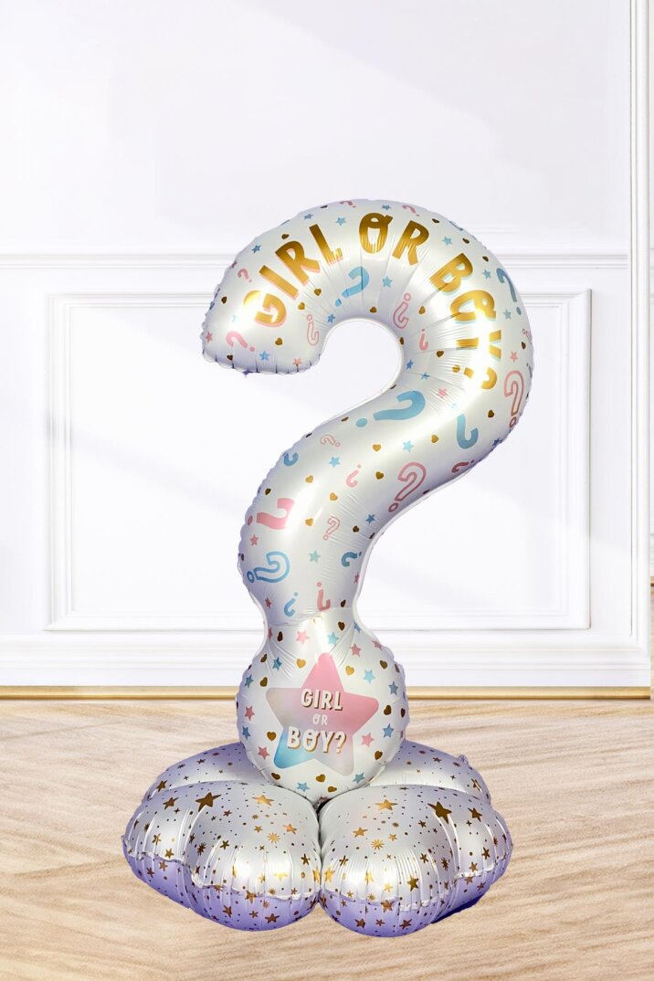 Ayaklı Soru İşareti Boy or Girl Cinsiyet Partisi Balonu 110cm - 1