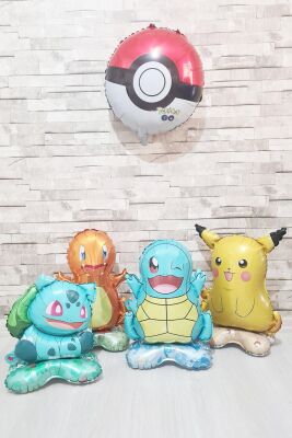 Ayaklı Squirtle Folyo Balon Kendi Dik Durabilen Squirtle Balon Pokemon Konsept - 4