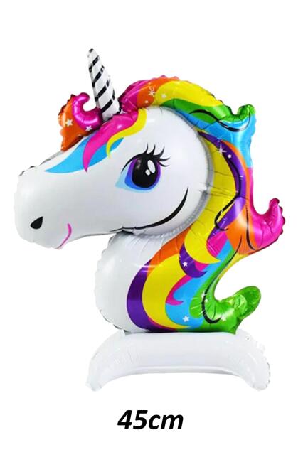 Ayaklı Unicorn Folyo Balon Dik Durabilen Masa Üstü Boy Balon 45cm - 1