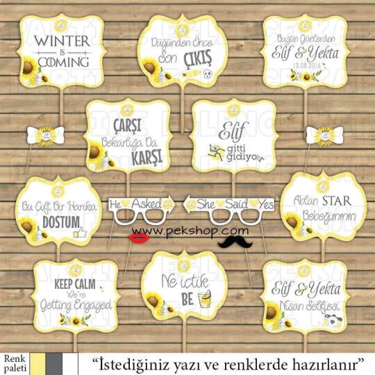 Ayçiçek Konsept Konuşma Balonları Seti