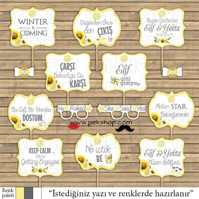 Ayçiçek Konsept Konuşma Balonları Seti - 1