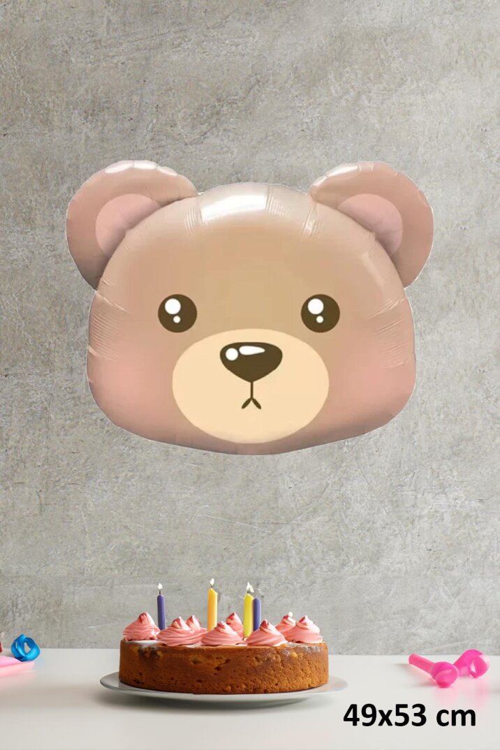 Ayı Kafası Folyo Balon Teddy Bear Balon Açık Kahve - 1