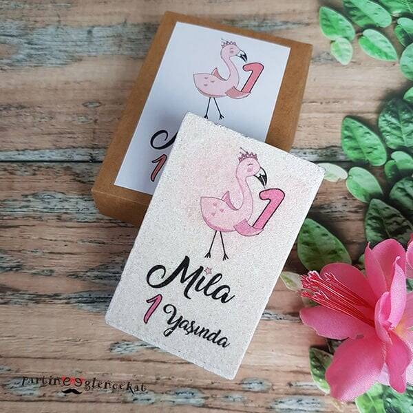 Baby Flamingo Konsept Baskılı Doğal Taş Magnet - 1