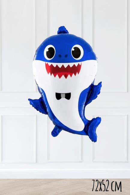 Baby Shark Folyo Balon Mavi Renk Sevimli Köpek Balığı Balon - 2