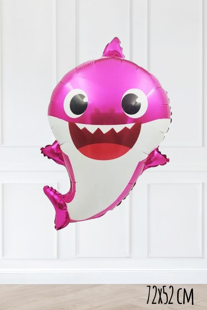 Baby Shark Folyo Balon Pembe Renk Sevimli Köpek Balığı Balon - 2