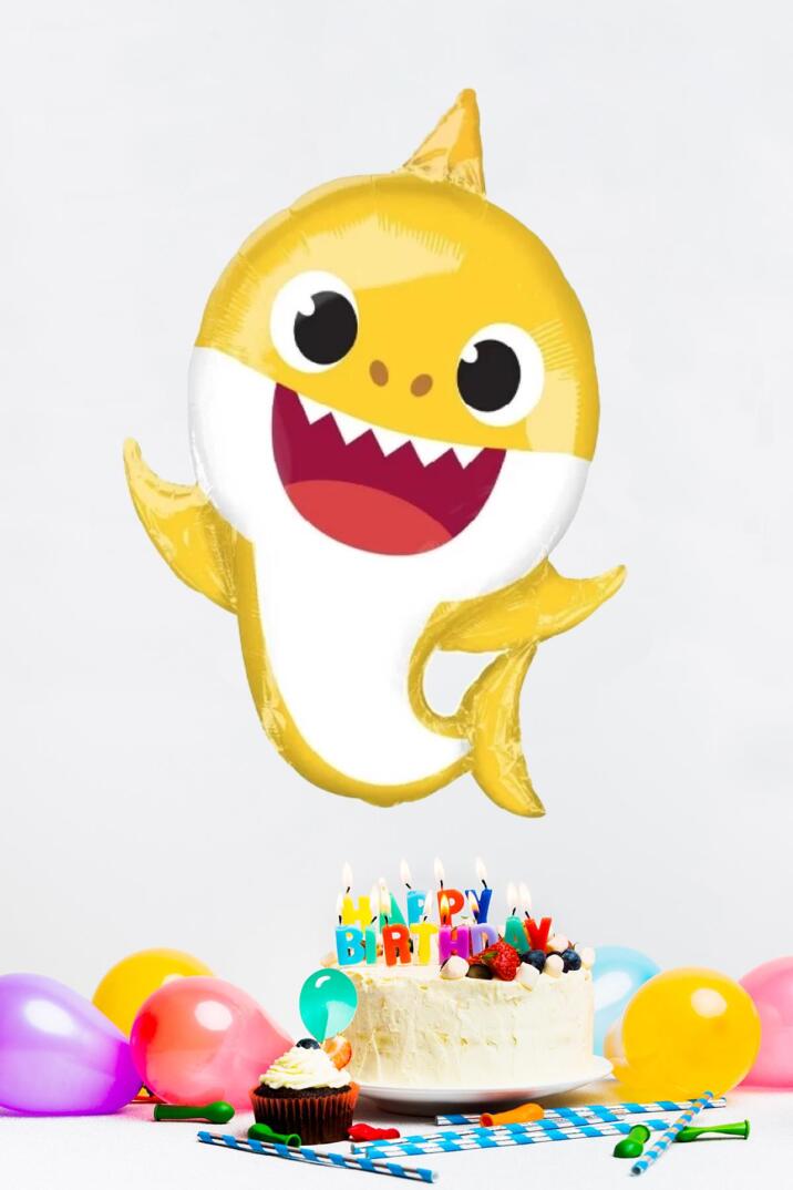 Baby Shark Folyo Balon Sarı Renk Sevimli Köpek Balığı Balon - 2