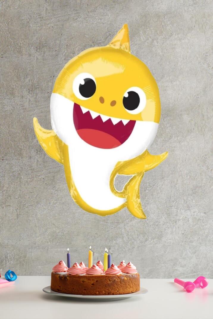 Baby Shark Folyo Balon Sarı Renk Sevimli Köpek Balığı Balon - 3