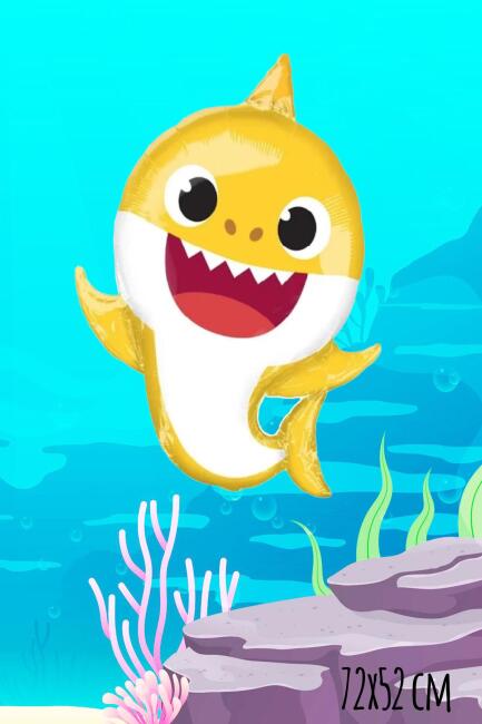 Baby Shark Folyo Balon Sarı Renk Sevimli Köpek Balığı Balon - 4