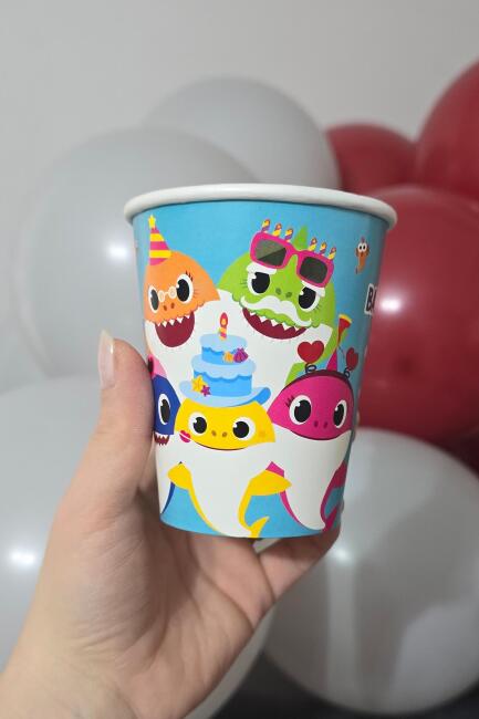 Baby Shark Tema Karton Bardak 8li - 2