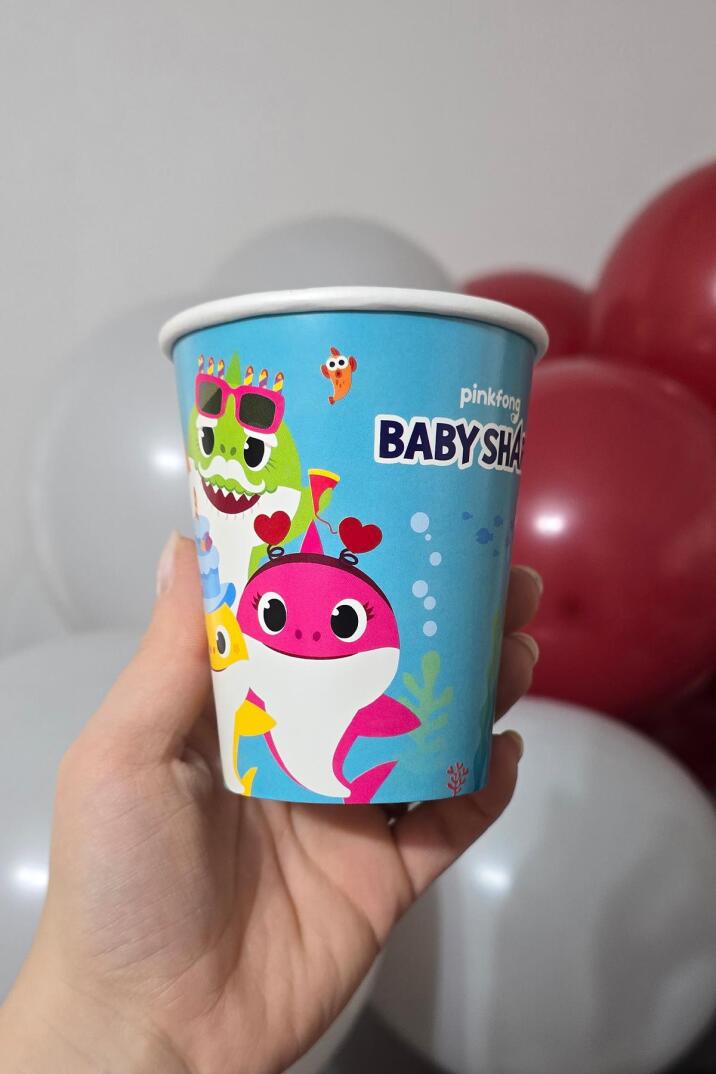 Baby Shark Tema Karton Bardak 8li - 3