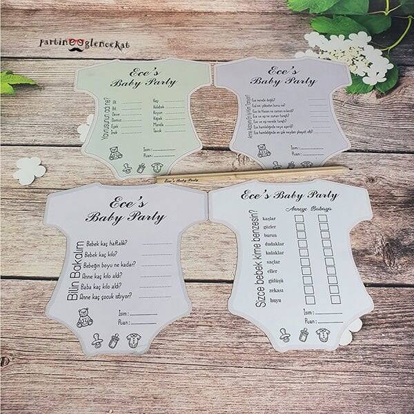 Baby Shower Oyun Kartları(4lü) ve Kalemi - 1