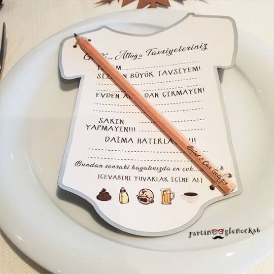Baby Shower Tavsiye Kartı ve Kalemi