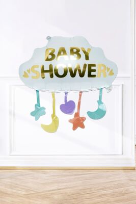 Baby Shower Yazılı Bulut Şeklinde Folyo Balon Baby Shower Süsleri - 2
