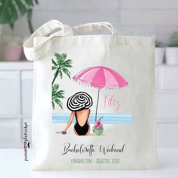 Bachelorette Weekend İsme Özel Baskılı Gelin & Nedime Omuz Çantası - 1