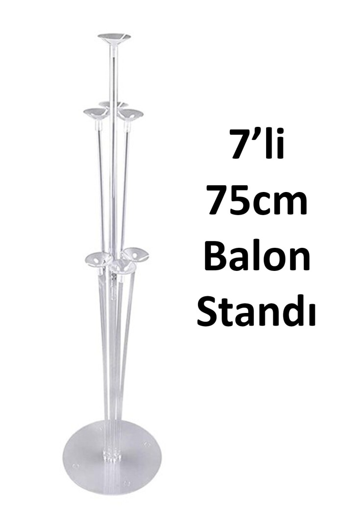 Balon Standı 7li 75cm Ayaklı Şeffaf Balon Süsleme Standı - 1
