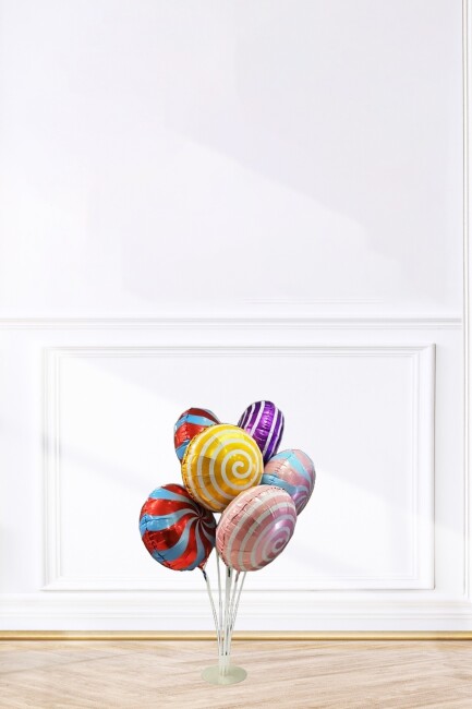 Balon Standı 7li 75cm Ayaklı Şeffaf Balon Süsleme Standı - 3