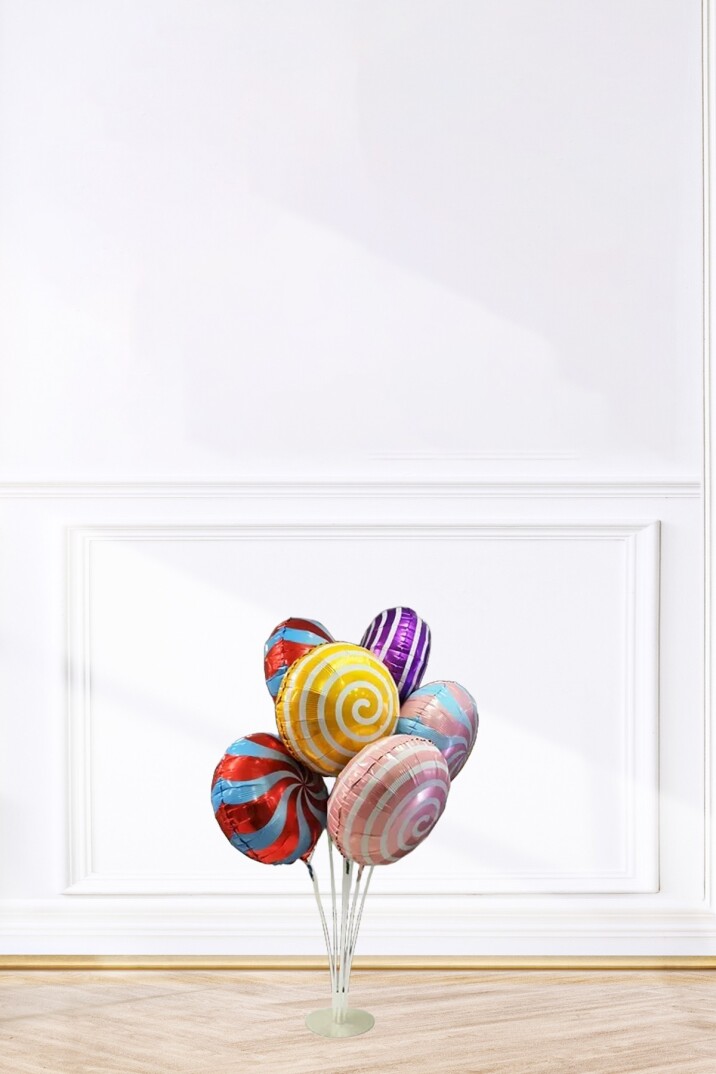 Balon Standı 7li 75cm Ayaklı Şeffaf Balon Süsleme Standı - 3