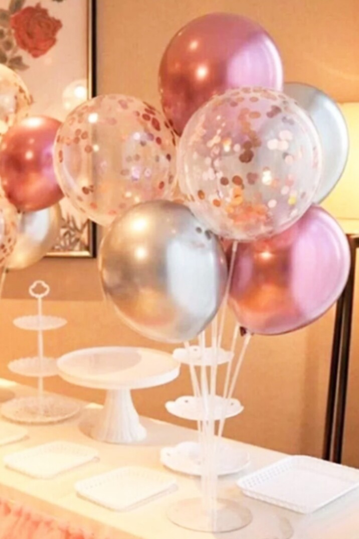 Balon Standı 7li 75cm Ayaklı Şeffaf Balon Süsleme Standı - 5