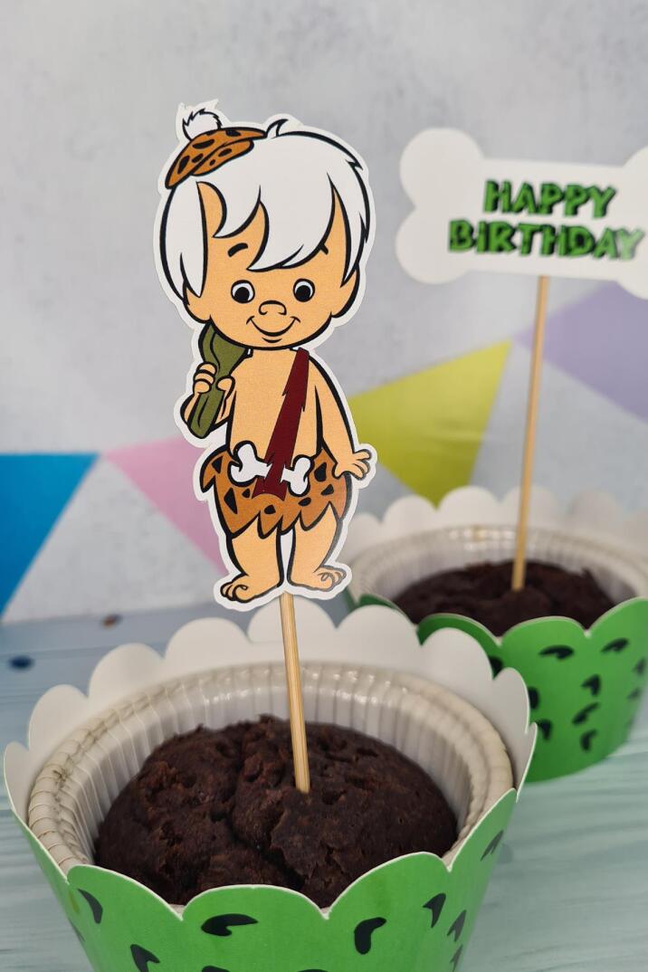 Bambam Taş Devri Konsept Kürdan Süsleri Cupcake Süsleri Lüks Büyük Boy 10lu Paket - 3