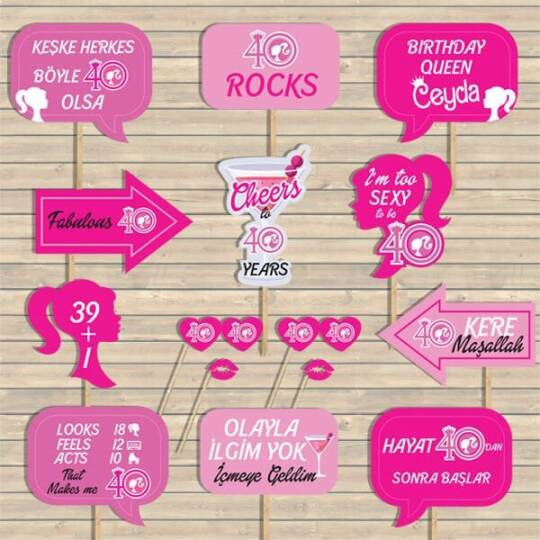 Barbie Konsept Doğumgünü Kişiye Özel Konuşma Balonları Seti