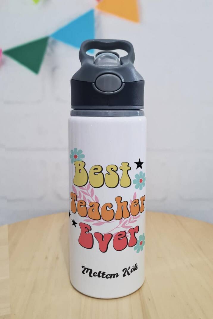 Best Teacher Ever İsme Özel Öğretmenler Günü Hediyesi Matara - 1