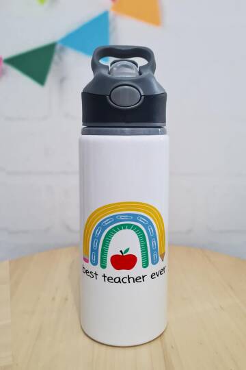 Best Teacher Ever Öğretmene Hediye Matara Suluk 650ml - 1