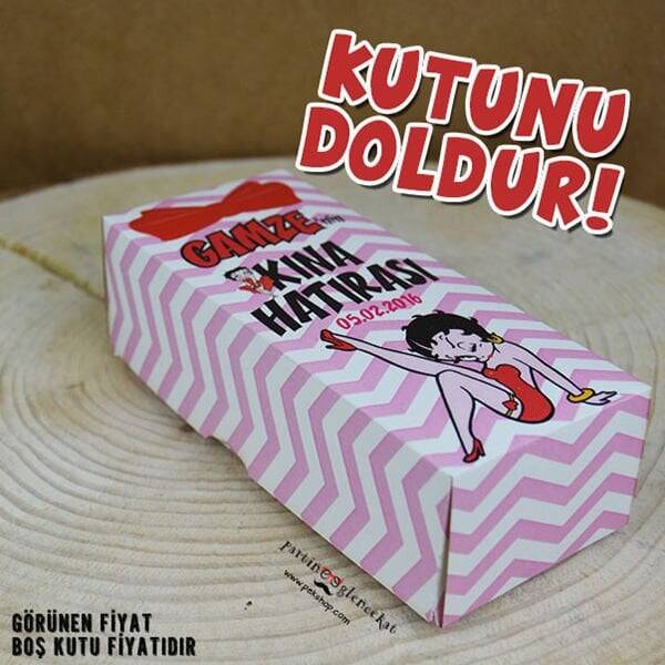 Betty Boop Konseptli Kına Hediyelikleri Kutusu - 1