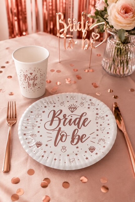 Beyaz 8li Bride To Be Karton Tabak Bardak Seti - 3