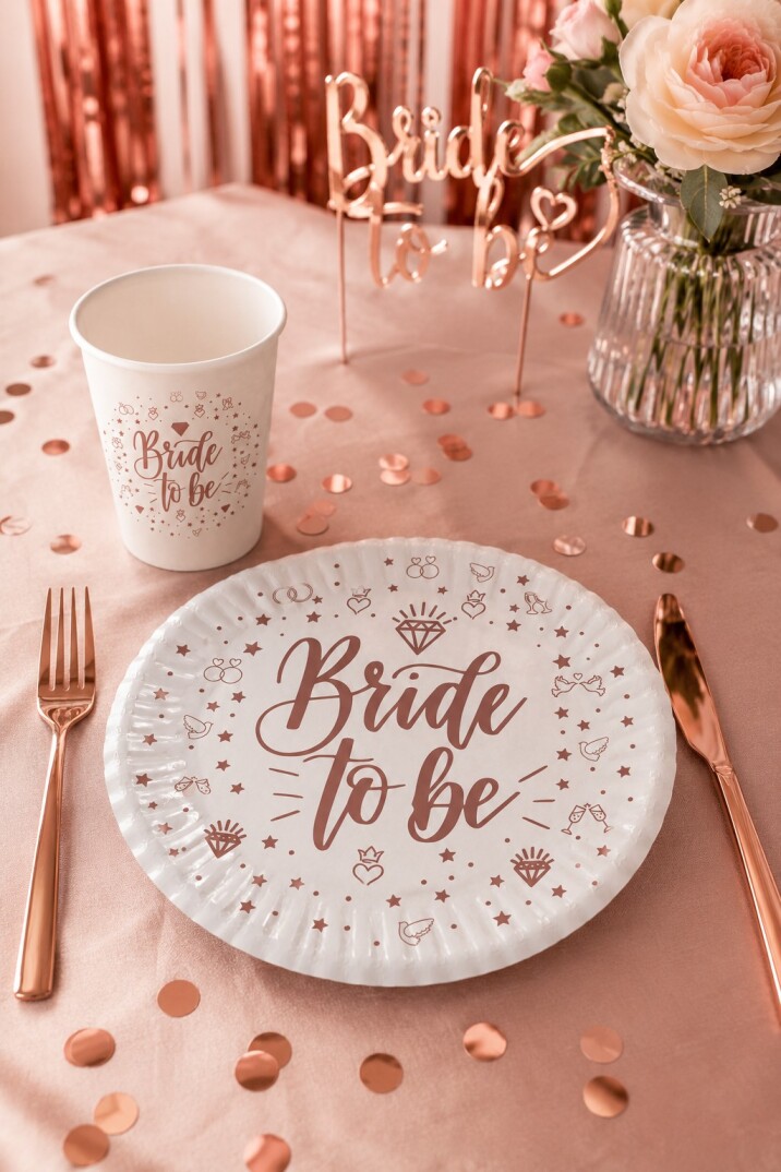 Beyaz 8li Bride To Be Karton Tabak Bardak Seti - 3