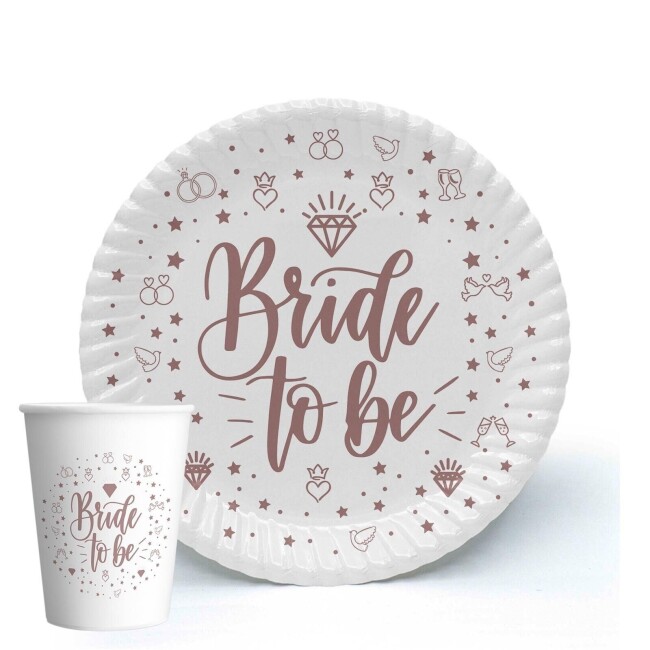 Beyaz 8li Bride To Be Karton Tabak Bardak Seti - 4