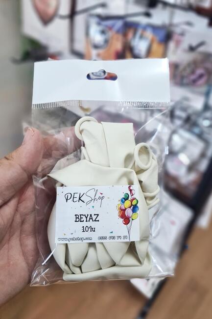 Beyaz Balon 10 Adet - 12 inc 30 cm Parti Balonu - 2