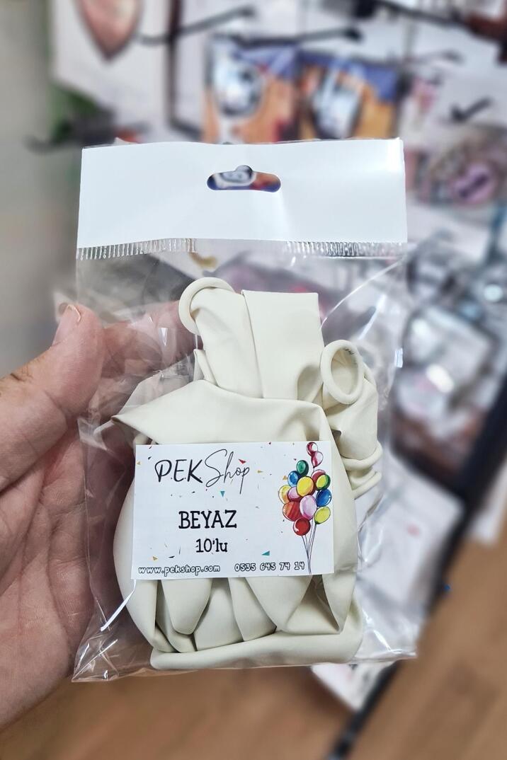 Beyaz Balon 10 Adet - 12 inc 30 cm Parti Balonu - 2