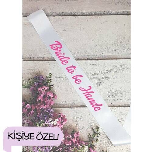 Beyaz Renk Barbie Konsept Kişiye Özel Baskılı Bride Kuşak - 1