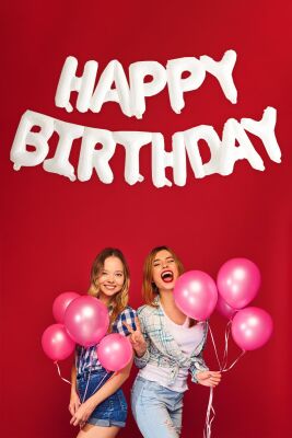 Beyaz Renk Happy Birthday Folyo Balon Seti Doğum Günü Balon Süsleme Seti - 4