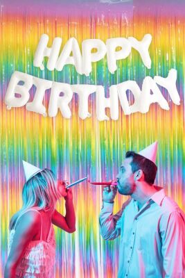 Beyaz Renk Happy Birthday Folyo Balon Seti Doğum Günü Balon Süsleme Seti - 7
