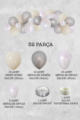 Beyaz Sadeliği Konsept Balon Zinciri Parti Balon Seti 52 Parça - 2