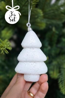 Beyaz Simli Ağaç Şeklinde Yılbaşı Ağaç Süsü 3lü Paket - 3