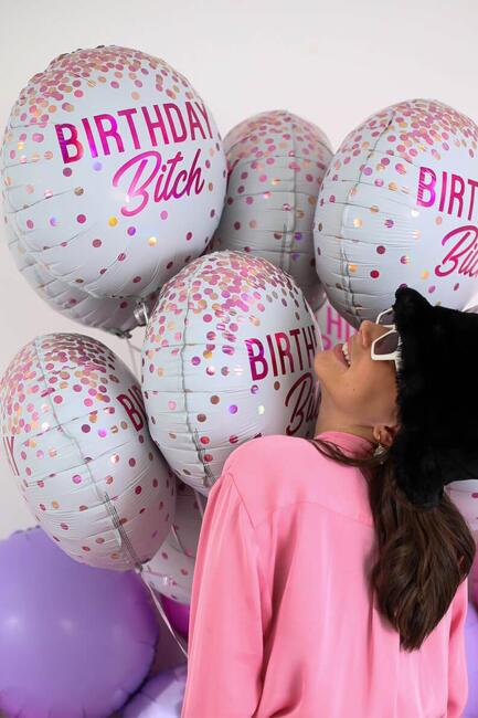 Birthday Bitch Yazılı Yuvarlak Doğum Günü Balonu 45cm Grabo Folyo Balon - 2