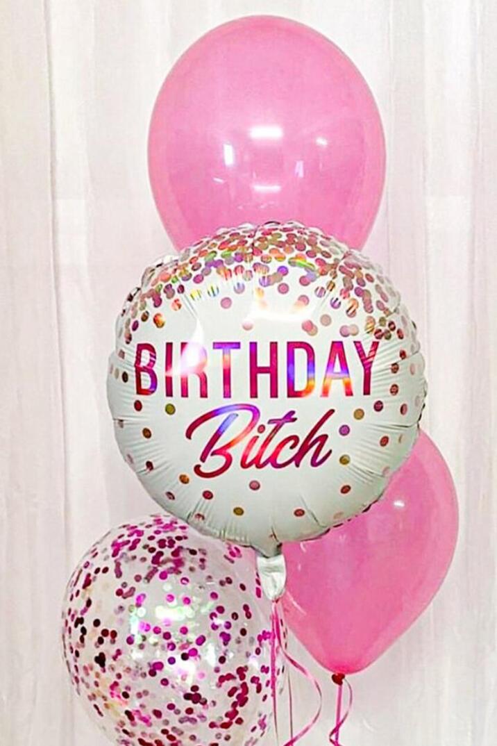 Birthday Bitch Yazılı Yuvarlak Doğum Günü Balonu 45cm Grabo Folyo Balon - 3