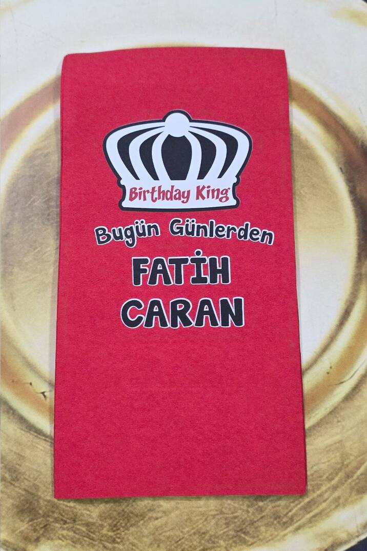 Birthday King Konsept Kırmızı Baskılı Peçete - 2