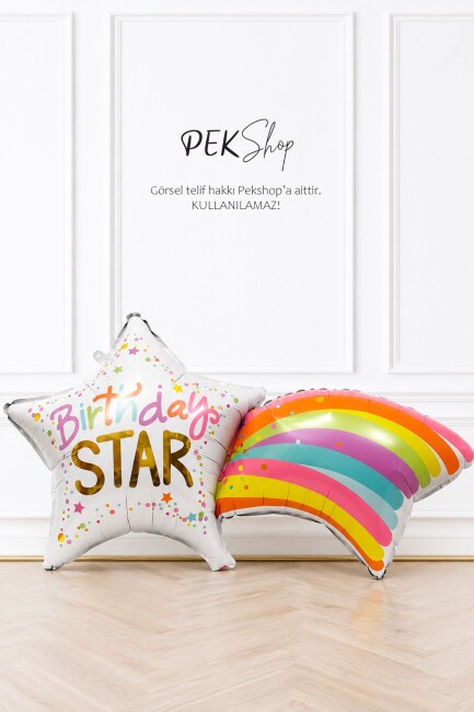 Birthday Star Yazılı Kayan Yıldız Folyo Balon