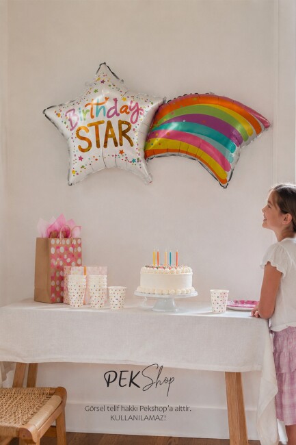 Birthday Star Yazılı Kayan Yıldız Folyo Balon - 2
