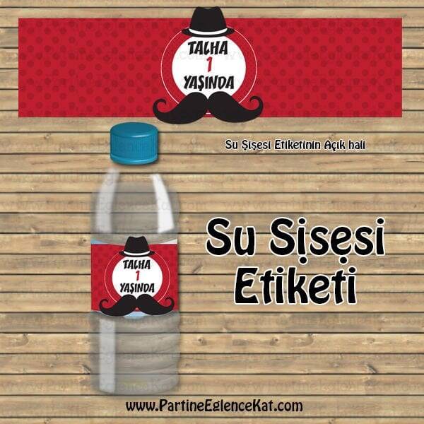 Bıyık Konsept Su Şişesi Etiketi - 1