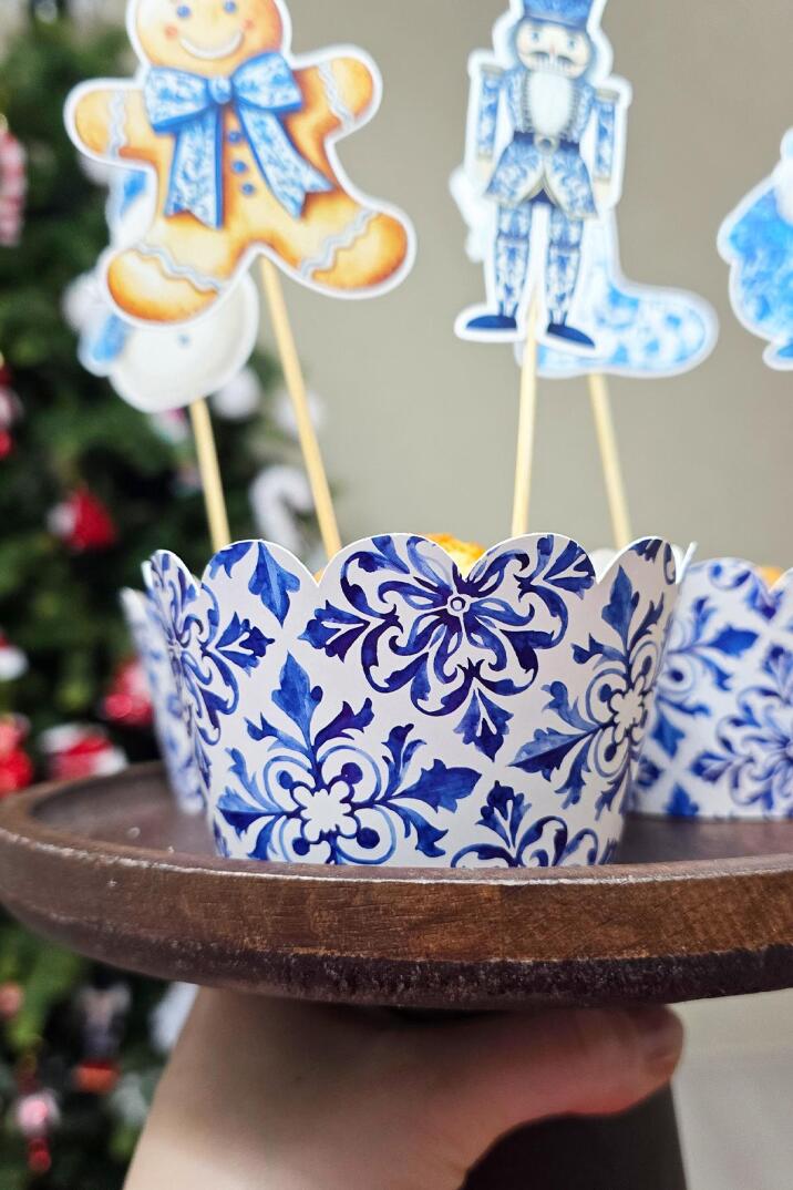 Bleu Blanch Temalı Yılbaşı Cupcake Sargısı 10'lu Paket Yılbaşı Sofra Süsleri - 1
