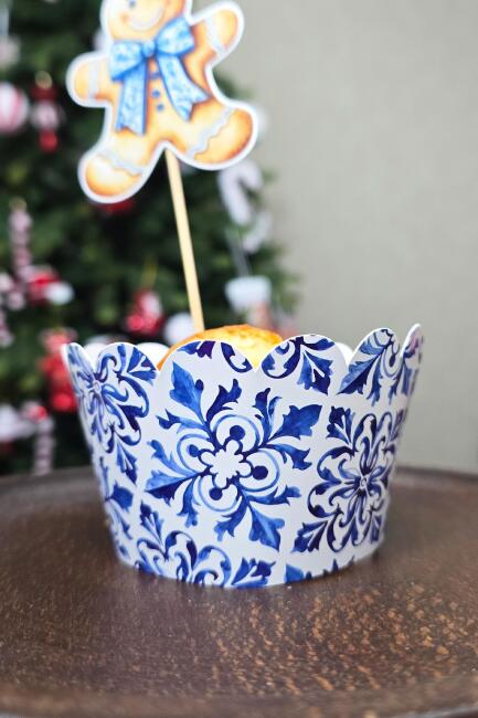 Bleu Blanch Temalı Yılbaşı Cupcake Sargısı 10'lu Paket Yılbaşı Sofra Süsleri - 2