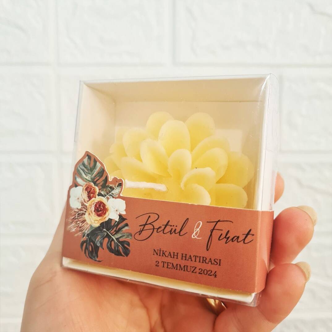 Bohem TerraCotta Konsept Özel Kesim Kutulu Lotus Mum Hediyelik - 1