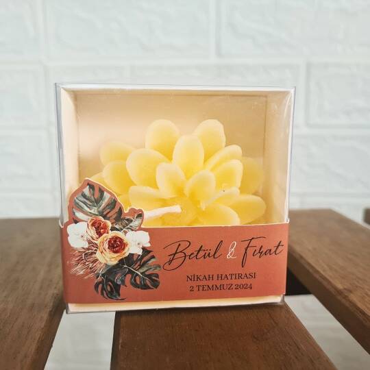 Bohem TerraCotta Konsept Özel Kesim Kutulu Lotus Mum Hediyelik - 2