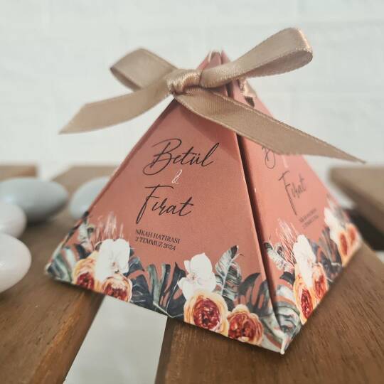 Bohem TerraCotta Konsept Piramit Şekilli Nikah Şekeri - 3