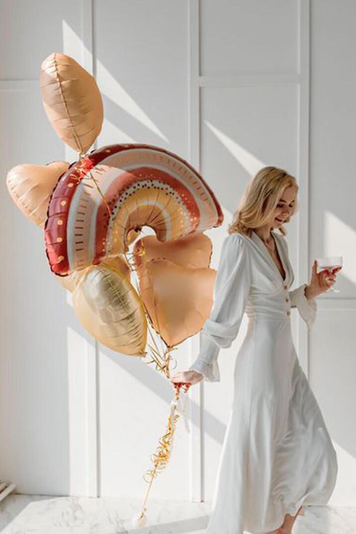 Boho Gökkuşağı Folyo Balon Retro Balonlar 76cm - 5